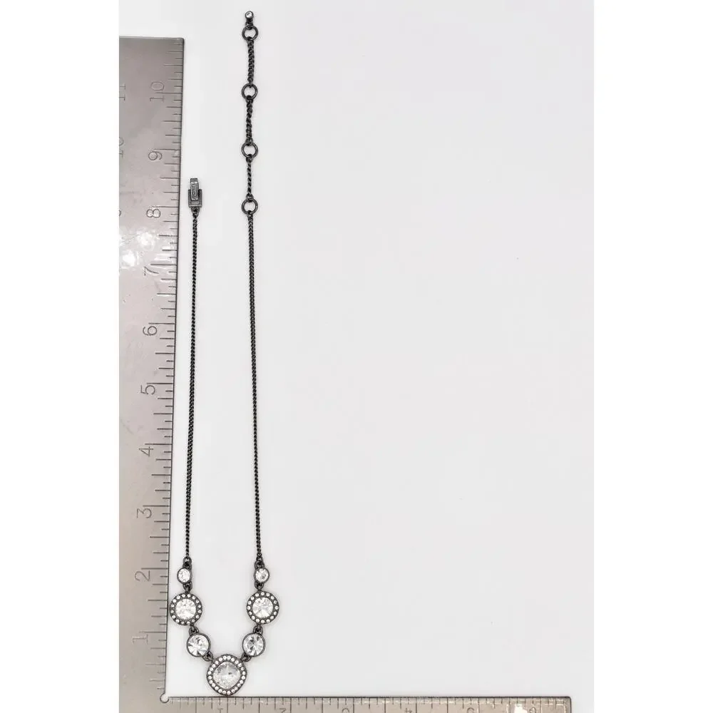 Givenchy Vintage Crystal Necklace Collar Sparkling Rhinestone Gunmetal Y2K BinBL - Picture 12 of 12